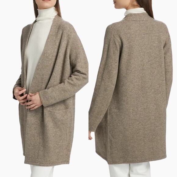 Jenni Kayne Open Front Sweater Coat Oatmeal Merino Wool Blend Size XS Oversized - Picture 9 of 9